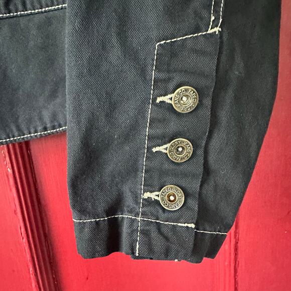 Vintage Faded Glory Size 14 Short Peplum Jean Jacket-Dark Black Wash Utility - Picture 6 of 12